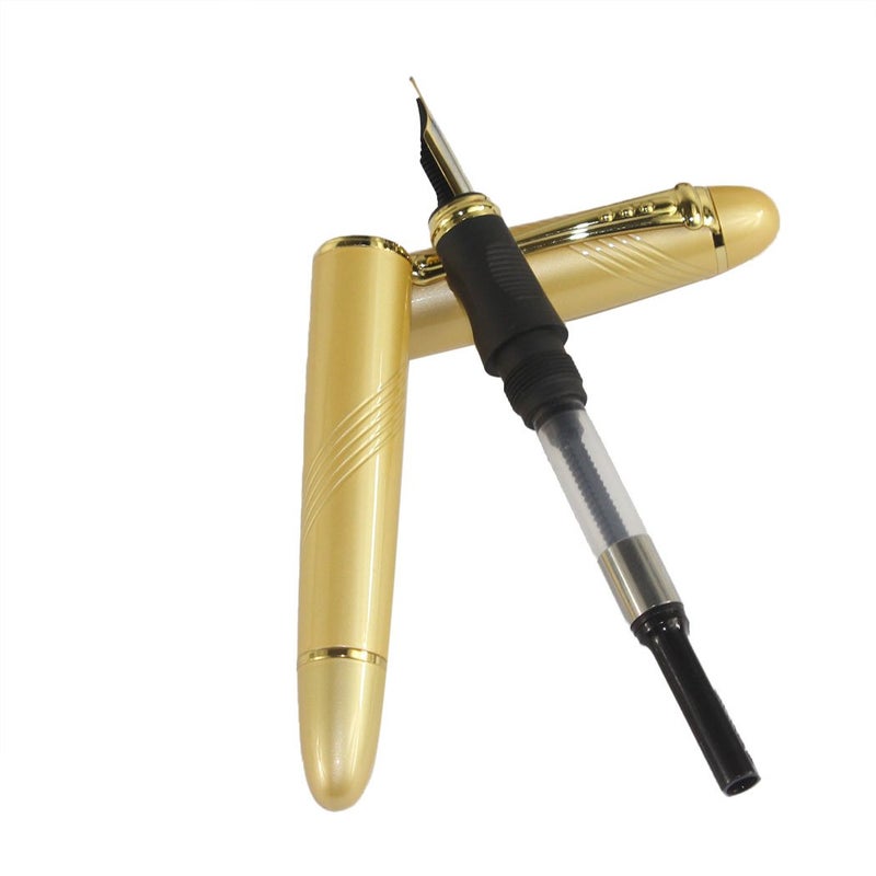 Gullor Jinhao 450 Normal nib Fountain Pen Golden with 5 color Ink Cartridges - Image 4
